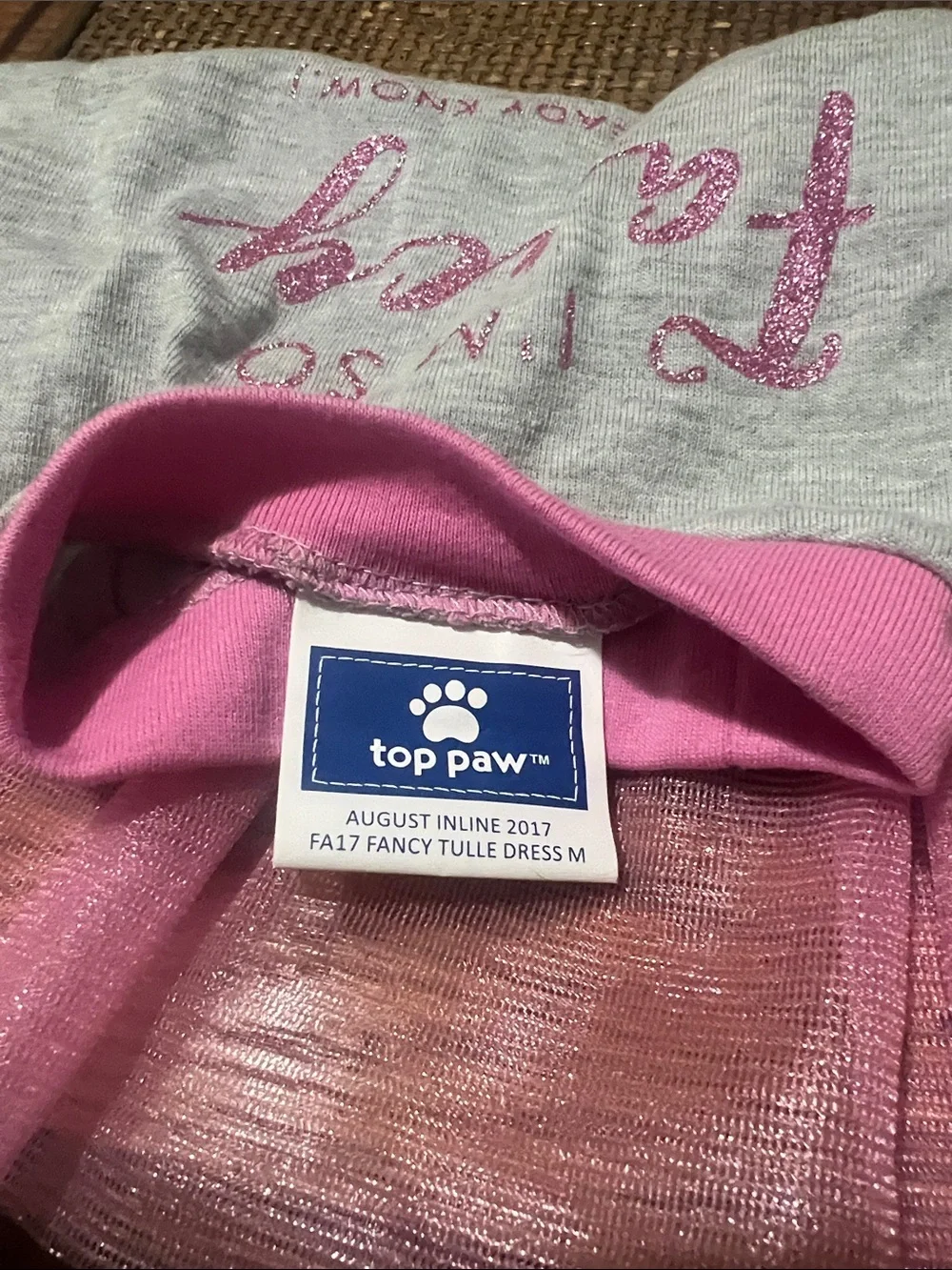 Top Paw Pink and Gray Sparkle Tulle Puppy Dress